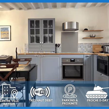 Les Remparts Apt Spacieux 1 Er Etage Renove Joliment Decore Bien Equipe Plein Centre Bayeux Proche Plages Du Debarquement Parking Gratuit A Proximite Luaran gambar